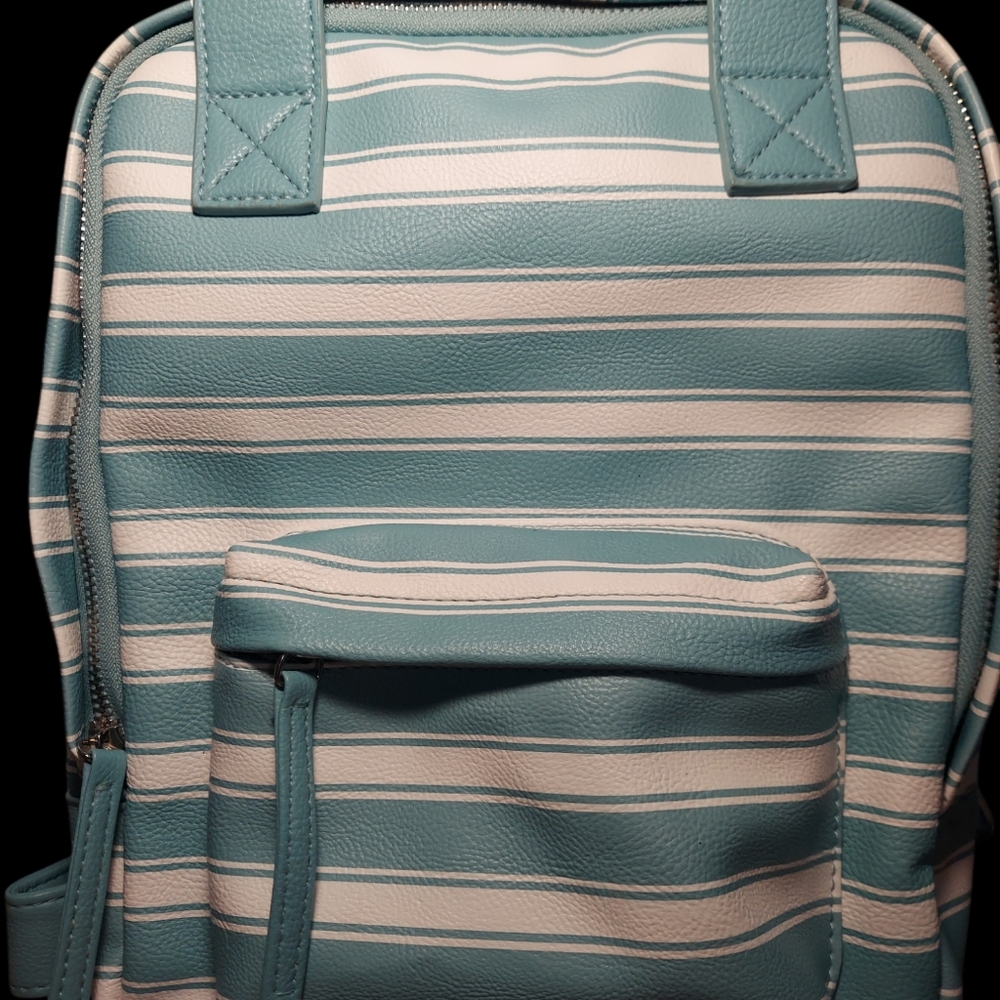 Super cute teal and white small backpack 10" wide x 12"